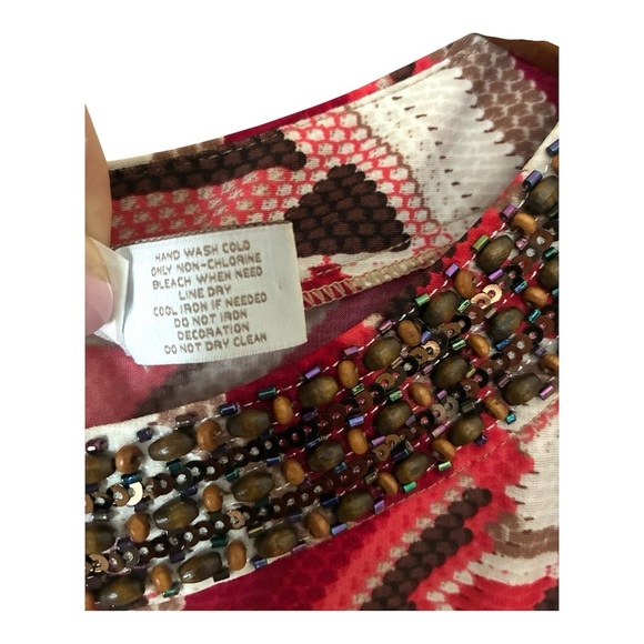 Chico's Beaded Sequin Slit Sleeve Aztec Shift Dress 1 Medium - Picture 4 of 8